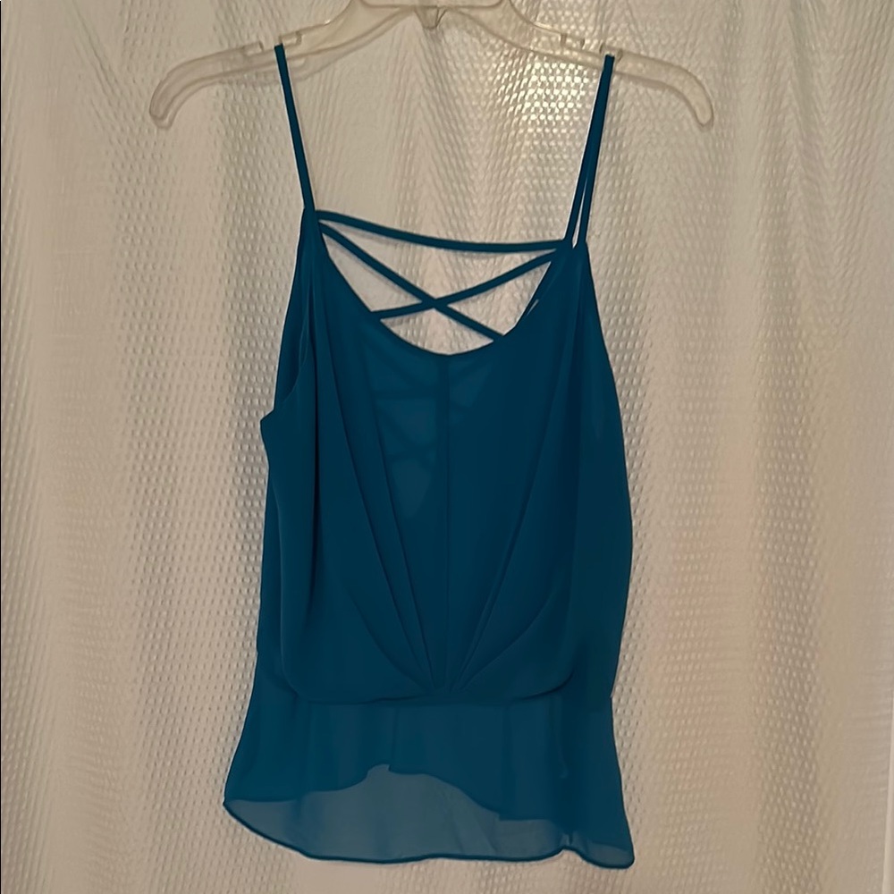 Naked Zebra Blue Asymmetrical Backless Camisole
